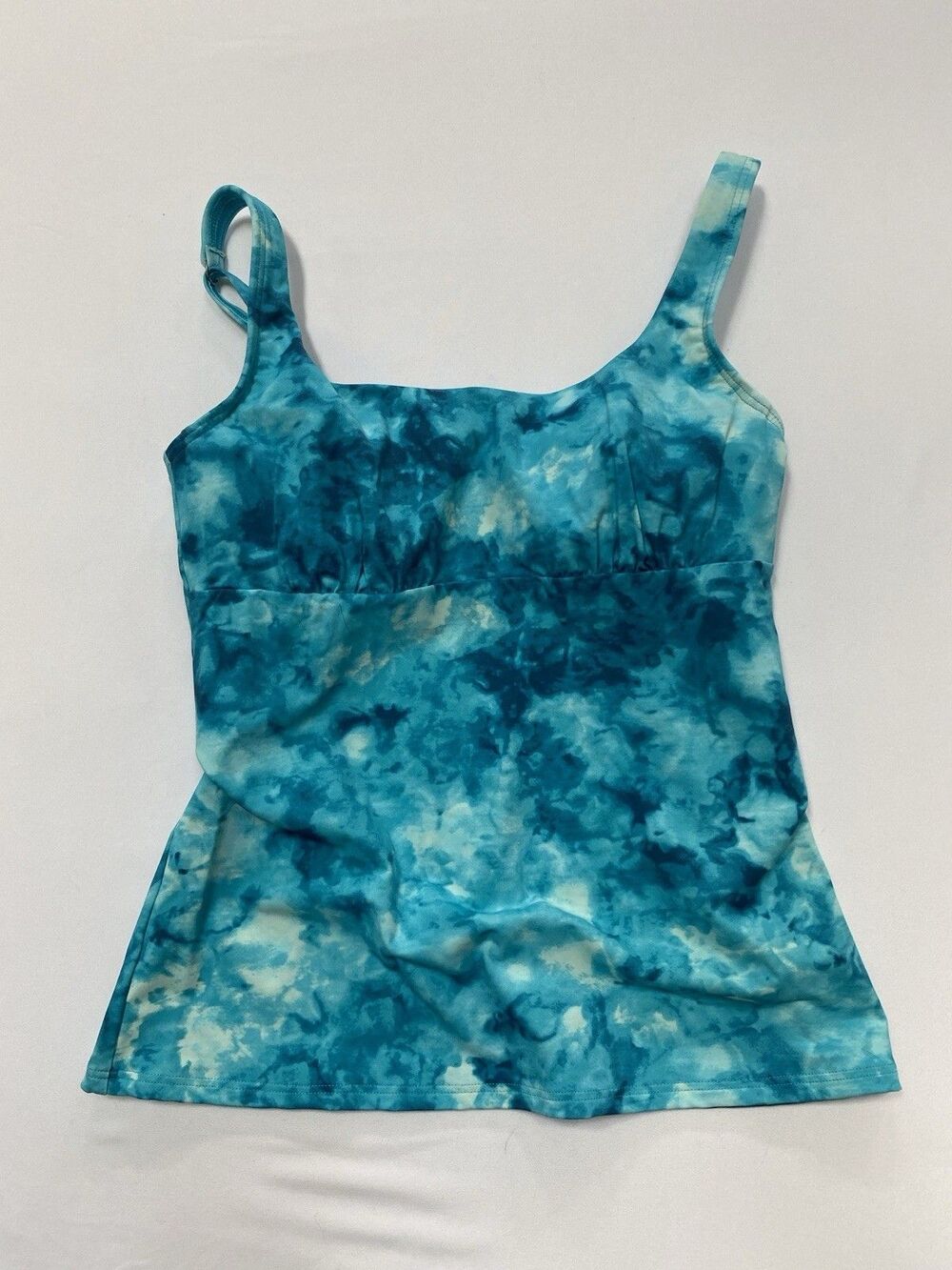 Lands' End Tankini Swim Top 8L Blue Tie Dye Athletic Beachwear Swimsuit